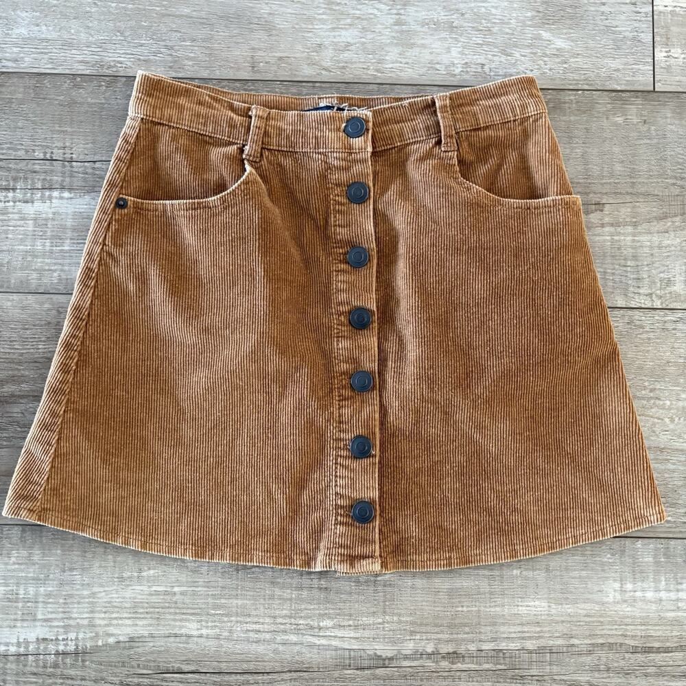 Brandy Melville Mini Skirt 9"‎ Corduory Button Front Size S Preppy Academia